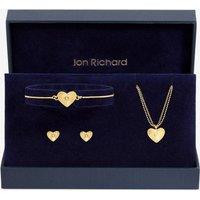 Jon Richard Women's Gold Plated Diamond Cut Heart Set - Gift Box