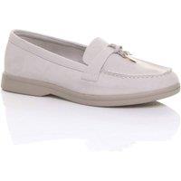 AJVANI Women's Flat Heel Slip On Smart Loafers in Light Grey | Size: 6