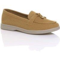 AJVANI Women's Flat Heel Slip On Smart Loafers in Camel | Size: 7