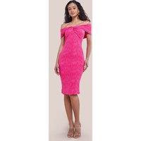 Goddiva Women's Front Knot Twist Midi Dress in Magenta | Size: 10