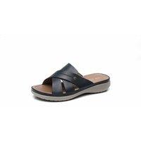 IVACHY Women's Cross Strap Cushioned Ultra Soft Mule Slides Sandals in Navy | Size: 4
