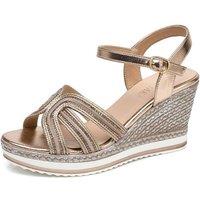IVACHY Women's Sparkling Glitter Espadrille Ankle Strap Wedge Sandals in Rose Gold | Size: 3