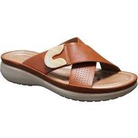 IVACHY Women's Fashion Sliders Slippers Memory Foam Indoor Outdoor Flip Flops in Camel | Size: 7.5