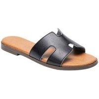 IVACHY Women's Flat Fashion Sandals - Cushioned Footbed, Elegant H-Shape in Black | Size: 4