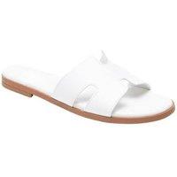 IVACHY Women's Flat Fashion Sandals - Cushioned Footbed, Elegant H-Shape in White | Size: 7