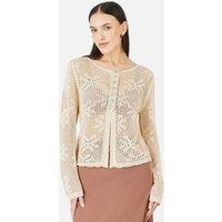 Yumi Women's Flower Crochet Button Up Cardigan in Cream | Size: Small