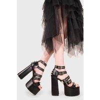 Lamoda Women's Revin Black PU Platform Sandals Chunky Gothic Festival High Heels | Size: 7