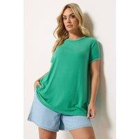 Yours Women's Contrast Stitch Swing T-Shirt in Green | Size: 22-24