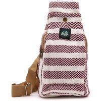 KDMD Women's Natural Cotton Body Cross Bag - Burgundy & White, , Adjustable Strap