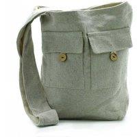 KDMD Women's Natural Tones Large Two-Pocket Canvas Bag - Stone, Stylish & Practical