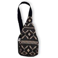 KDMD Women's Wander Muse Jacquard Cross Bag - Navy & White, Lightweight & Stylish