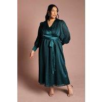 Coast Women's Plus Size Stripe Jacquard Maxi Vee Dress in Emerald | Size: 22
