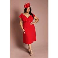 Coast Women's Plus Plain Bardot Midi Dress in Red | Size: 20