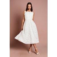 Coast Women's Fan Bodice Lace Midi Dress in Ivory | Size: 8