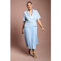 Coast Women's Plus 2 In 1 Wrap Midi Dress With Pleated Skirt in Powder Blue | Size: 18