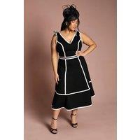 Coast Women's Plus Ponte Piping Contrast Midi Dress in Black | Size: 18