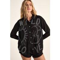 NastyGal Women's Wild Love Studded Western Shirt in Black | Size: 8