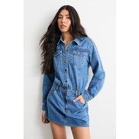 Warehouse Women's Denim Shirt Mini Dress | Size: 14