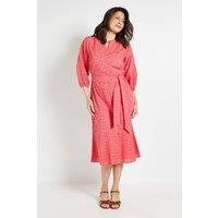 Wallis Women's Summer Broderie Belted Midi Dress in Pink | Size: 10
