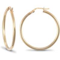 Jewelco London Women's 9ct Gold Polished 2mm Hoop Earrings 30mm