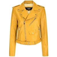 TruClothing Women's Real Leather Slim Fit Biker Jacket in Yellow | Size: 3XL