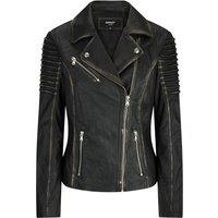 TruClothing Women's Slim Fitted Soft Leather Biker Jacket in Gold | Size: Small