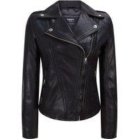 TruClothing Women's Leather Jacket Classic Biker Style in Black | Size: XL