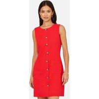 Yumi Women's Viscose Button Detail Shift Dress in Red | Size: 10