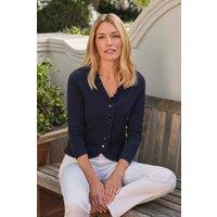 Pure Collection Women's Cashmere Ruffle Cardigan in Navy | Size: 12