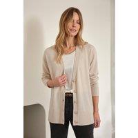 Pure Collection Women's Pure Cashmere Boyfriend Cardigan in Ecru | Size: 14
