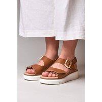 Moshulu Women's 'Perran' Platform 3 strap sandals in Tan | Size: 6.5