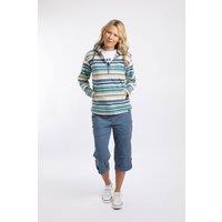 Weird Fish Women's Lana 1/4 Zip Printed Micro Fleece Hoodie in Cream | Size: 10