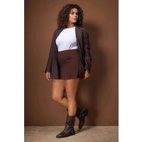 WOVCOR Women's Plain Mini Split Hem Knitted Skirt in Brown | Size: XL