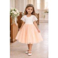 UK Flower Girl Boutique Bohemian Flutter Tea Dress - Blush in Peach | Size: 12-18 m