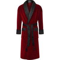 Bown of London Men's Astor Luxury Cotton Long Velvet Smoking Jacket in Red | Size: XL