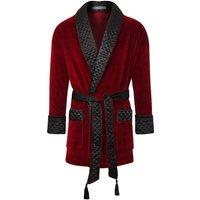 Bown of London Men's Belgravia Short Velvet Smoking Jacket in Burgundy | Size: Medium/Large