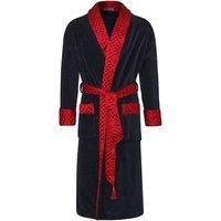 Bown of London Men's Mayfair Long Velvet Smoking Jacket Robe in Navy | Size: XL
