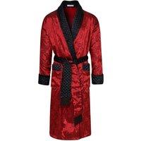 Bown of London Men's Gable Long Smoking Jacket in Burgundy | Size: XL