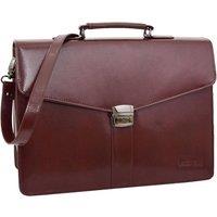House of Leather Men's Mens Leather Briefcase Classic Organiser Bag Dunkirk in Brown