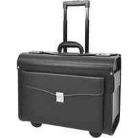 House of Leather Men's Faux Leather Wheeled Pilot Case Carry on Cabin Bag Titan in Black