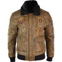 TruClothing Men's Aviator Pilot Bomber Jacket in Brown | Size: Medium