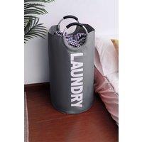 Living and Home 90L Waterproof Collapsible Laundry Bag with Padded Handles in Dark Grey