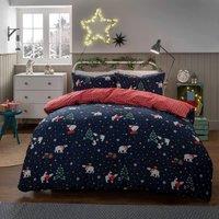Smart Living Luxury Polar Bears Flannelette Duvet Cover With Pillowcase in Navy | Size: Single