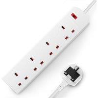 Desiretech Electric Extension Lead - 4 Gang, 10 Metre Cable with 3 Pin Socket in White