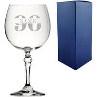 Uniqueful Personalised Crystal Gin Balloon Glass - 90th Birthday Design in Clear