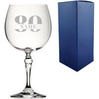 Uniqueful Personalised Crystal Gin Balloon Glass - 80th Birthday Design in Clear