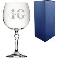 Uniqueful Personalised Crystal Gin Glass - 40th Birthday Design in Clear