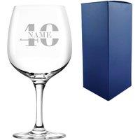 Uniqueful Personalised 40th Birthday Engraved Spanish Gin Copa Cocktail Glass in Clear
