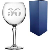 Uniqueful Personalised Hudson Gin Balloon Glass for 90th Birthday Design in Clear