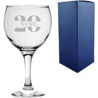 Uniqueful Personalised Gin Balloon Glass for 20th Birthday Celebration in Clear